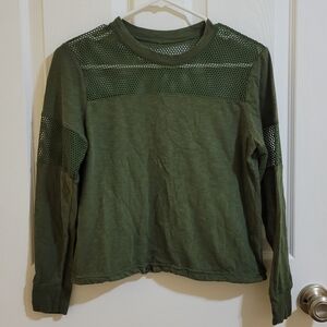 Green Mesh Long Sleeve Top with Adjustable/Cinch Waist SMALL